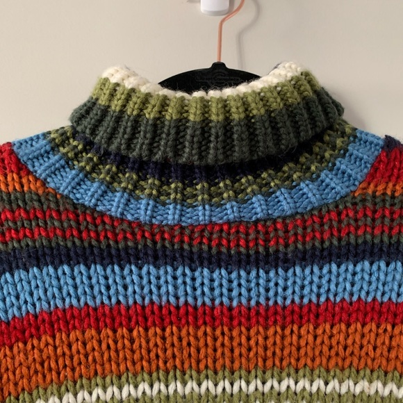 Vintage chunky turtleneck striped retro sweater - Picture 2 of 5